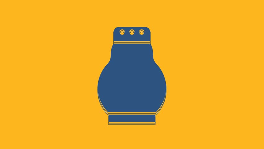 Blue Salt and pepper icon isolated on orange background. Cooking spices. 4K Video motion graphic animation.