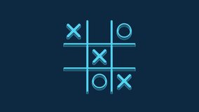 Blue Tic tac toe game icon isolated on blue background. 4K Video motion graphic animation.