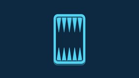 Blue Backgammon board icon isolated on blue background. 4K Video motion graphic animation.
