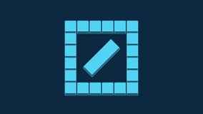 Blue Board game icon isolated on blue background. 4K Video motion graphic animation.