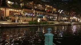 San Antonio, Texas riverwalk at night with Timelapse video.