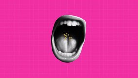 Contemporary Punk y2k collage animation. Retro magazine clippings. Screaming Mouth on pink background. Stop motion and vactor 2D animation - Powered by Shutterstock - Get 15% off with code: PIKWIZARD15