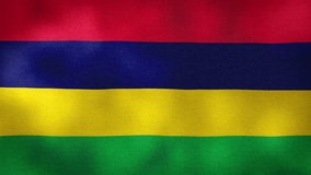 Waving Flag of Mauritius video background with vintage vignette overlay effect. Realistic Slow Motion