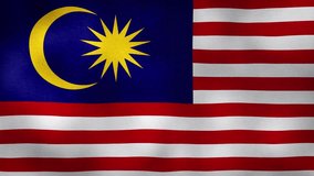 Waving Flag of Malaysia video background with vintage vignette overlay effect. Realistic Slow Motion