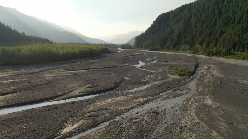 Stunning Nature View Of The Exit Glacier area of Kenai Fjords National Park, Seward, Alaska. Aerial drone Shot