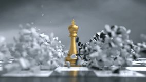 The chess king is surrounded by broken chess pieces, business strategy concept - Powered by Shutterstock - Get 15% off with code: PIKWIZARD15