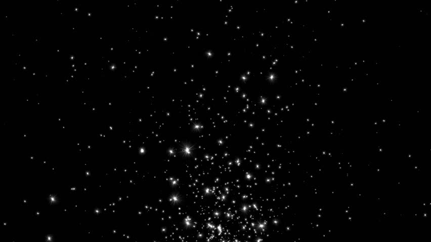 Raising blinking stars on black background motion graphic effects.