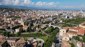 This aerial drone video shows the beautiful old city of Cosenza, in the region of Calabria, Italy. 