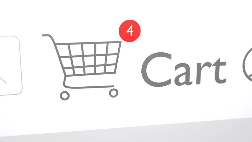 Product cart animation. Shopping concept video. Add to cart.