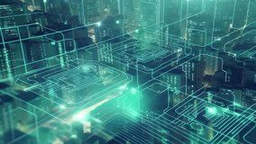 Digital city. Modern urban technologies. Futuristic  city background. - Powered by Shutterstock - Get 15% off with code: PIKWIZARD15