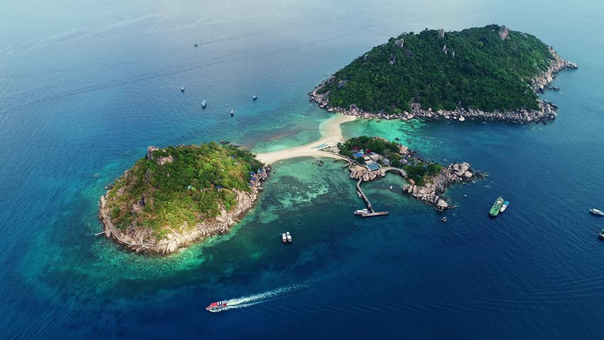Amazing small island High angle view of Koh Nang Yuan island near Koh Tao in Suratthani Thailand,High quality 4k footage Royalty-Free Stock Footage #1103427303