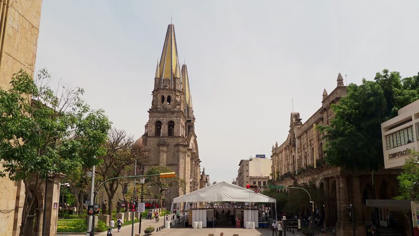 Mexico, APR 22 2023 - Exterior view of the Guadalajara Cathedral