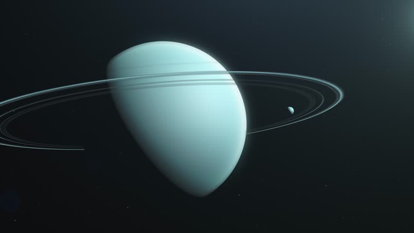 Uranus planet and it's moon and ring in Outer-space of The solar System Royalty-Free Stock Footage #1103432283