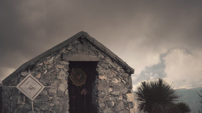 Place of indigenous worship in the top of a sacred mountain in Mexico. 4k