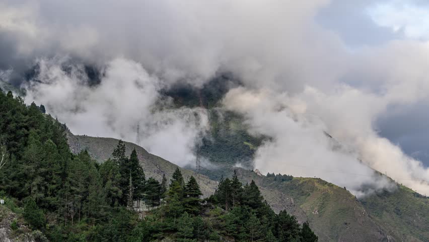 Timelapse footage of eautiful volcanoes in the city of Banos, Ecuador. Amazing sunset.