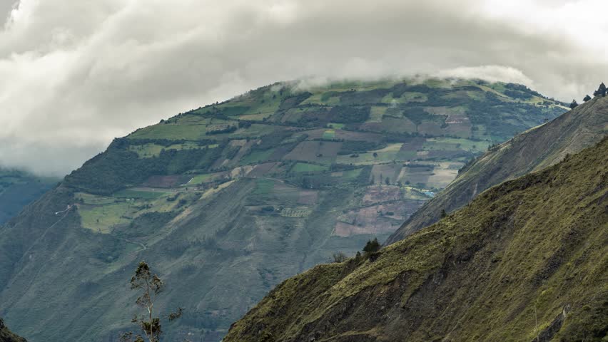 Timelapse footage of eautiful volcanoes in the city of Banos, Ecuador. Amazing sunset.