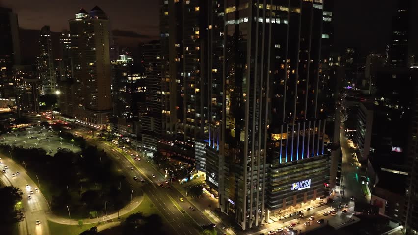 Panama City at Night, 4K resolution. DJI Mavic 3, DJI Mini 3 Pro. Aerial Photography, Drone, Night view. Royalty-Free Stock Footage #1103436161