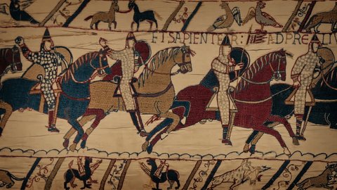 Bayeux Tapestry Moving Closeup Shot Stockvideó