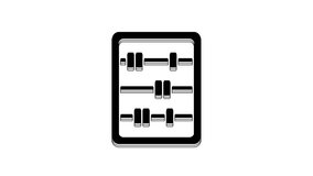 Black Abacus icon isolated on white background. Traditional counting frame. Education sign. Mathematics school. 4K Video motion graphic animation.