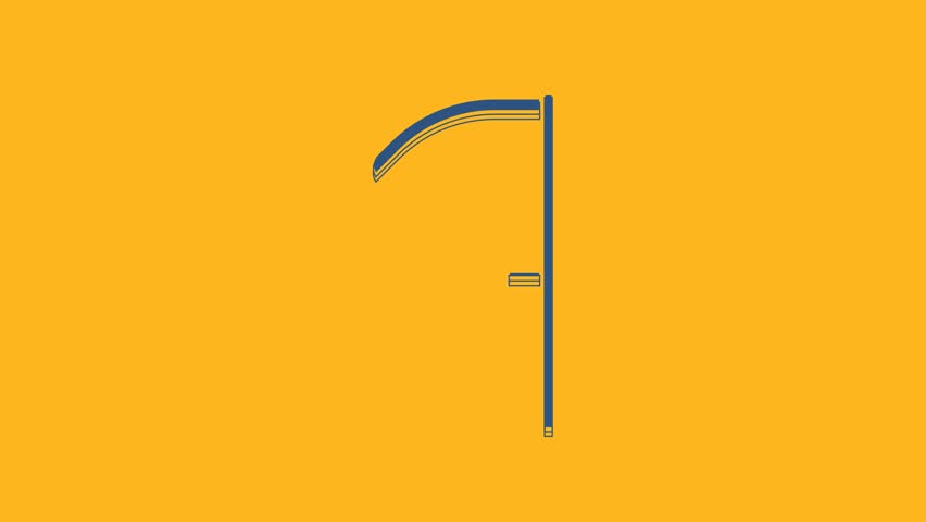 Blue Scythe icon isolated on orange background. 4K Video motion graphic animation.