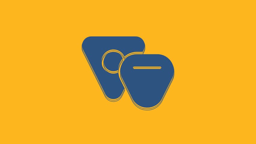 Blue Guitar pick icon isolated on orange background. Musical instrument. 4K Video motion graphic animation.