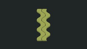 Green Bacon stripe icon isolated on black background. 4K Video motion graphic animation.