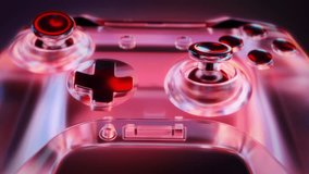 3d Gaming Controller with transparent reflection neon design. Animation, motion graphics for cyber sport theme. Game console joystick with buttons. Technology device with players, futuristic fun pad. - Powered by Shutterstock - Get 15% off with code: PIKWIZARD15