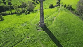 Aerial shot of the Welcombe Hills Obelisk, Stratford-upon-Avon