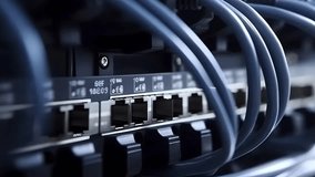 Many computer cables. Server equipment. System administration. Data processing and storage center. Server room. Supercomputer. Technology. - Powered by Shutterstock - Get 15% off with code: PIKWIZARD15