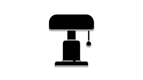 Black Table lamp icon isolated on white background. 4K Video motion graphic animation.