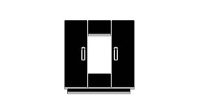 Black Wardrobe icon isolated on white background. 4K Video motion graphic animation.