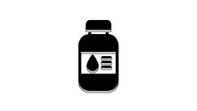Black Printer ink bottle icon isolated on white background. 4K Video motion graphic animation.