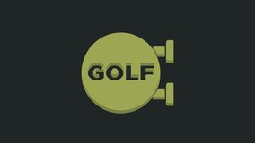Green Golf sport club icon isolated on black background. 4K Video motion graphic animation.