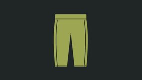Green Golf pants icon isolated on black background. Sport equipment. Sports uniform. 4K Video motion graphic animation.