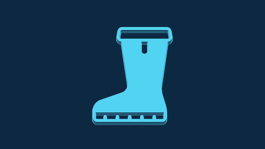 Blue Waterproof rubber boot icon isolated on blue background. Gumboots for rainy weather, fishing, gardening. 4K Video motion graphic animation. Royalty-Free Stock Footage #1103465225