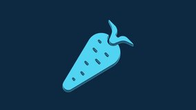 Blue Carrot icon isolated on blue background. 4K Video motion graphic animation.