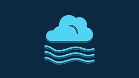 Blue Windy weather icon isolated on blue background. Cloud and wind. 4K Video motion graphic animation.