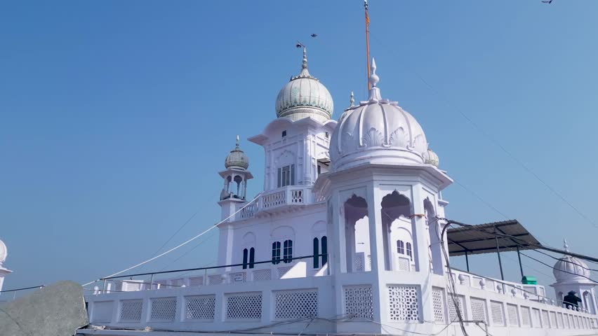 Aerial View of Gurdwara Parivar Vichhoda Sahib, Rupnagar, Punjab, India, Cinematic video of Historical Sikh Temple 