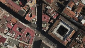 Aerial video on Picoola, Italy, on a sunny day over ancient buildings