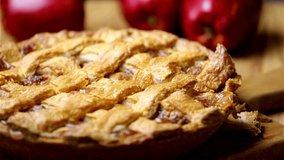 Sweet Slices: Closeup Temptation of Cutting into a Scrumptious Apple Pie