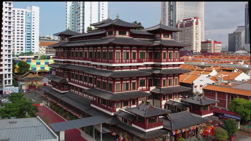 The Buddha Tooth Relic Temple is a Buddhist temple located in the Chinatown district of Singapore in 4K. Royalty-Free Stock Footage #1103478961