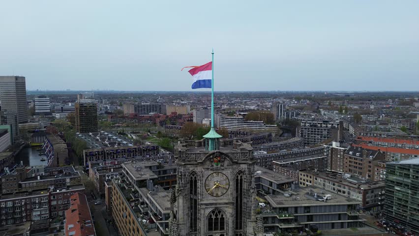 Netherlands Flag in Rotterdam, 360 view
