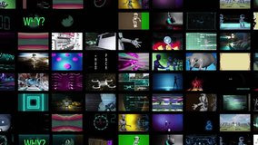 Montage of scifi Multi-style robot modern animation Background, scifi futuristic collage many videos