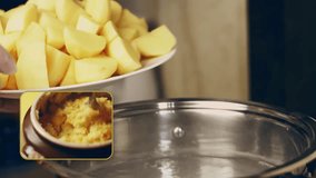 Video collage of creamy Mashed Potatoes with Cheddar. Recipe 4K
