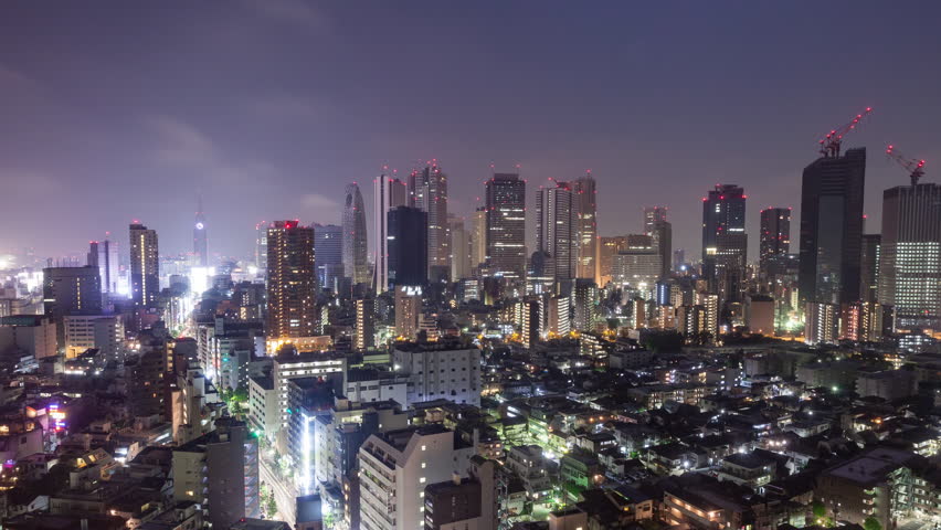 Time Lapse of the incredible skyline of Shinjuku in Tokyo Japan at night