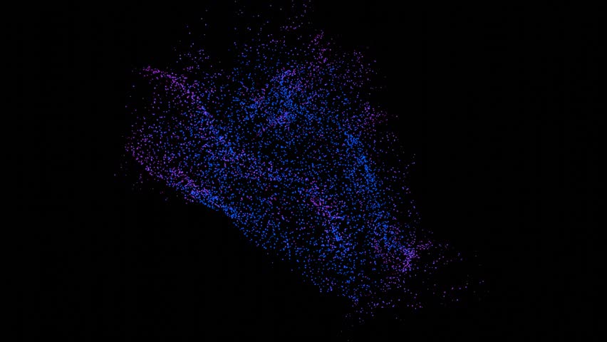 Blue and pink Particles Moving Background. 3D abstarct particle movement on black background. Abstract Footage background for text, social media and banners