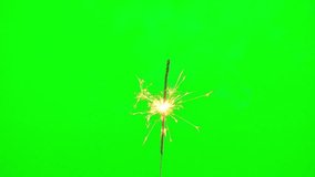 Firework burning and spark on green screen background