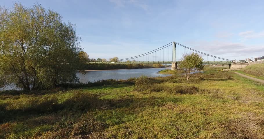 Bridge spanning the Loire between Les Rosiers sur Loire and Gennes, Maine et Loire
