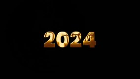 2024 Happy New year text effect Cinematic Title Trailer animation golden. 2024 animation Isolated on Black background, Festive illustration of golden metallic numbers 2024 Realistic 3d sign. Holiday - Powered by Shutterstock - Get 15% off with code: PIKWIZARD15