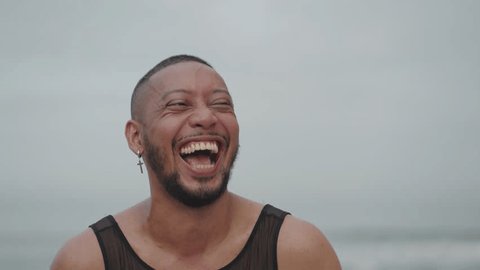 Portrait of LGBT Queer Gay Man Male Facial Expression Close Up - Smile, Happy, Anger, Fierce, Confident : vidéo de stock